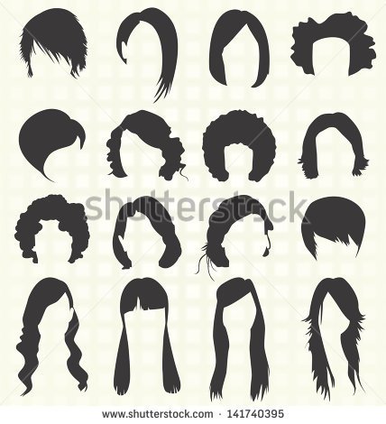 Vector Set  Woman S Hair Styles Silhouettes   Stock Vector