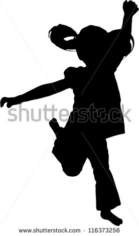 Vector Silhouette Of Girl Jumping Up In The Air   Stock Vector