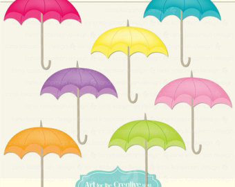 Art Instant Download Digital Clipart Umbrellas April Showers Rain