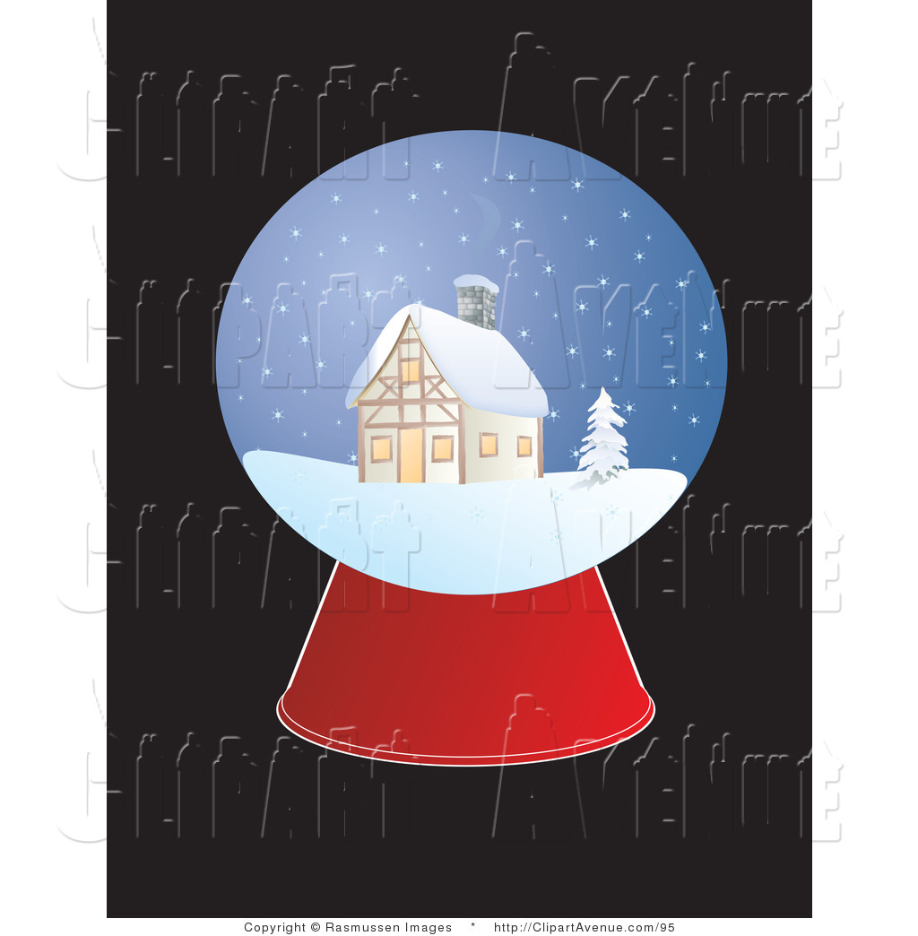   Avenue Clipart Of A Christmas Snow Globe With A Cabin In The Snow    