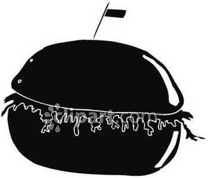 Black And White Hamburger   Royalty Free Clipart Picture