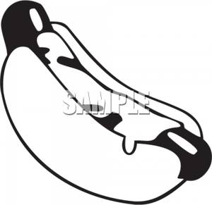 Black And White Hot Dog   Royalty Free Clipart Picture