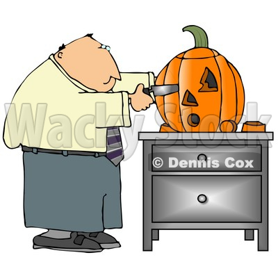 Carving A Halloween Pumpkin With A Knife Clipart   Dennis Cox  4873