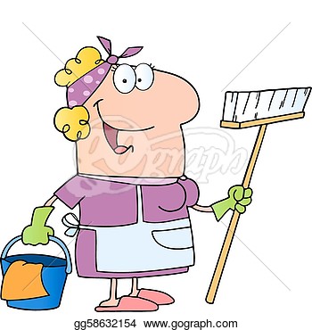 Cleaning Lady Cartoon Character  Eps Clipart Gg58632154   Gograph