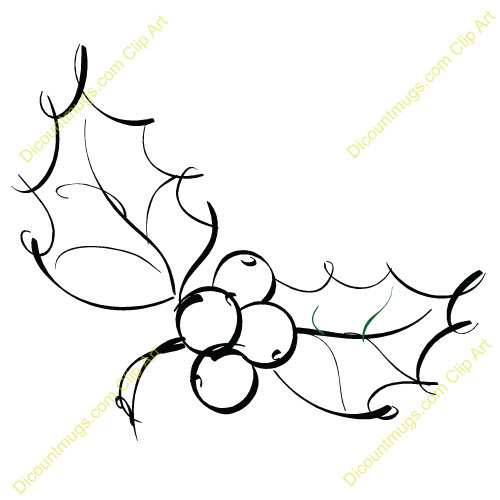 Clipart 12178 Bough Of Holly   Bough Of Holly Mugs T Shirts Picture