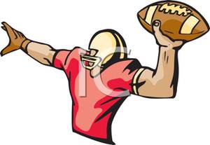 Football Player Throwing A Pass   Royalty Free Clipart Picture