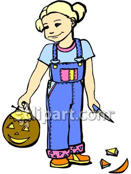     Holding Jack O Lantern And A Carving Knife Royalty Free Clipart Image