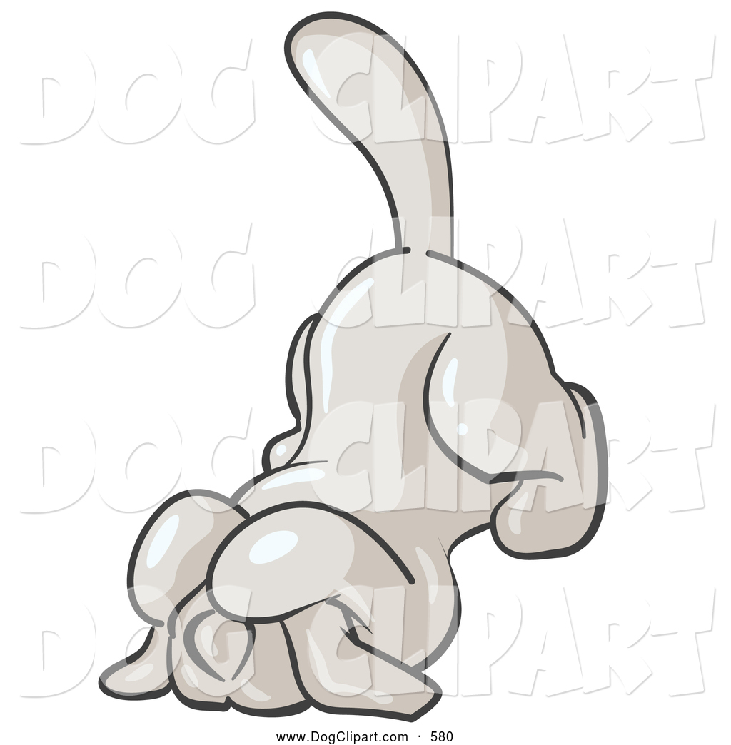Larger Preview  Clip Art Of A Frightened Scared White Tick Hound Dog
