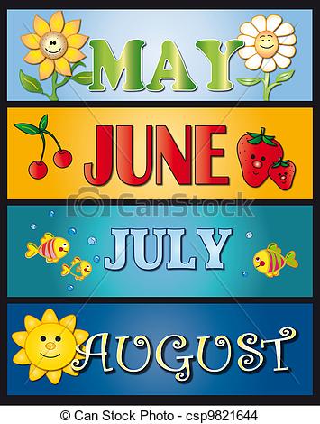 May June July August   Stock Illustration Royalty Free Illustrations