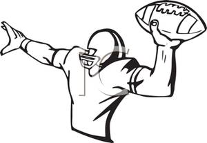 Of A Quarterback Throwing The Ball   Royalty Free Clipart Picture