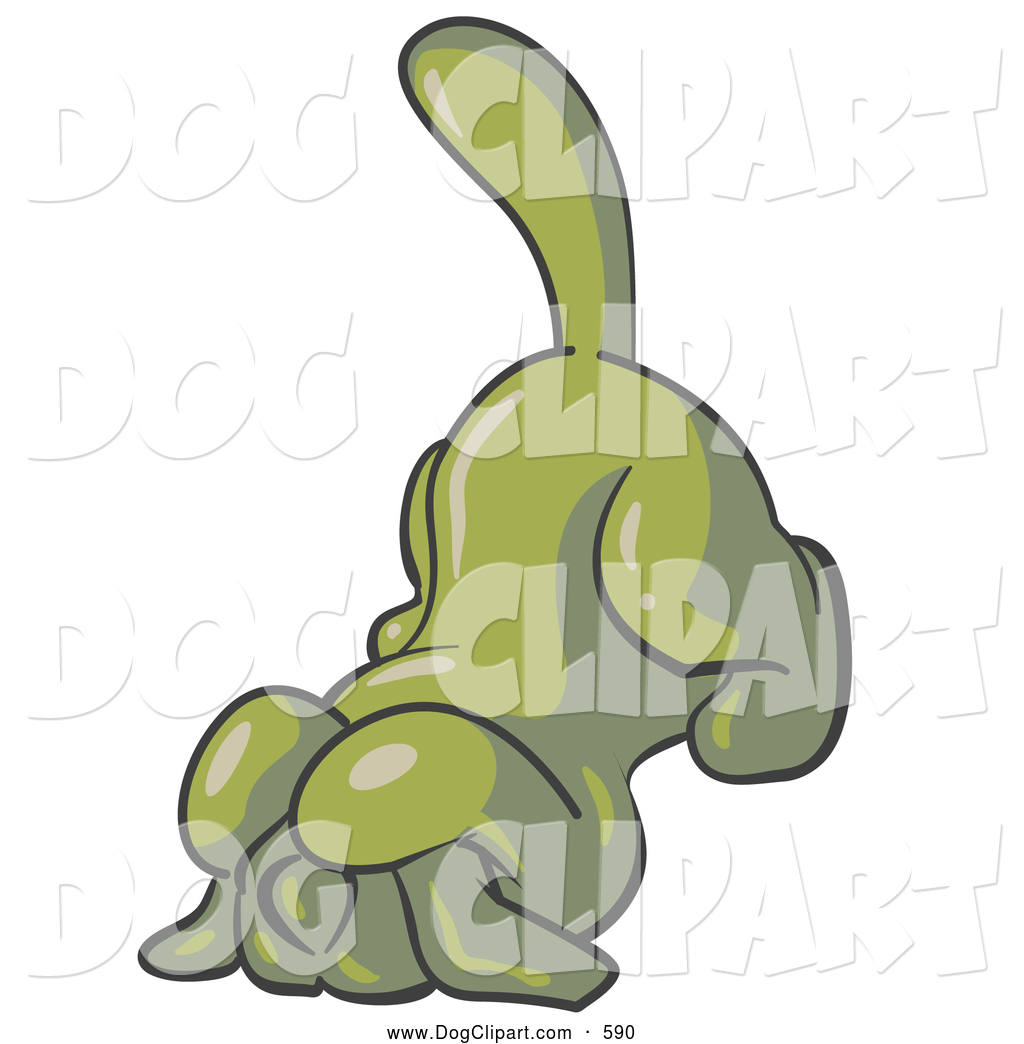 Preview  Clip Art Of A Frightened Scared Olive Green Tick Hound Dog