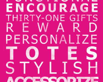 Thirty One Gifts Subway Art  Signature Pink With White Text  11x17