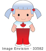 33582 Clip Art Graphic Of A White Haired Poppy Character Of Canada    