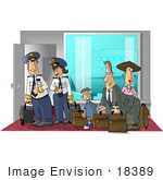 Airplane Passengers And Pilots With Luggage At The Airport Clipart