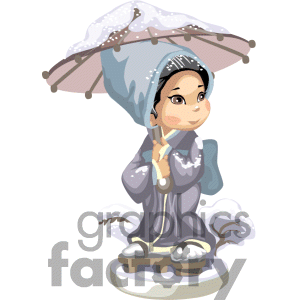 An Asian Girl In The Winter Snow Holding An Umbrella