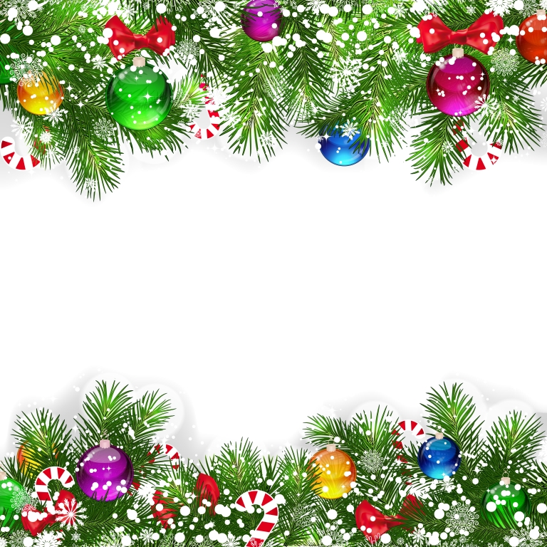 Christmas Background With Decorated Branches Of Christmas Tree