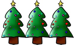 Christmas Tree Clipart Xmas Tree Trio   With Baubles And Xmas Star 300