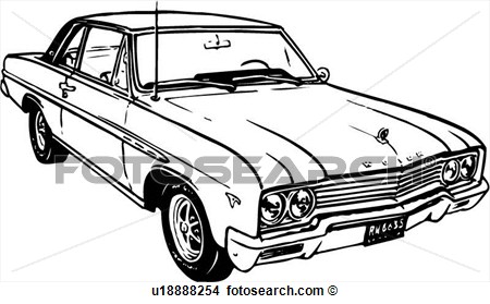 Clipart   Illustration Lineart Classic Car Auto Automobile Buick
