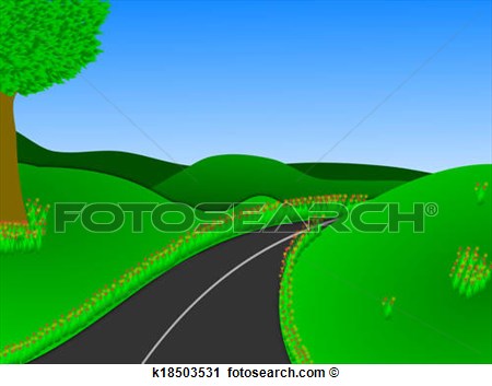 Clipart   Lush Green Countryside Road  Fotosearch   Search Clip Art    