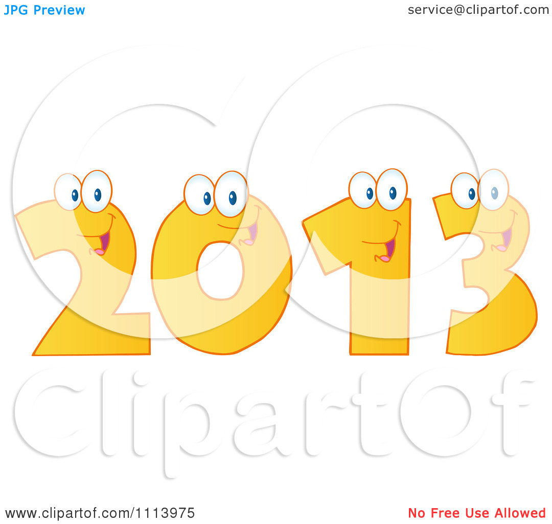 Clipart Yellow Happy 2013 Numbers   Royalty Free Vector Illustration