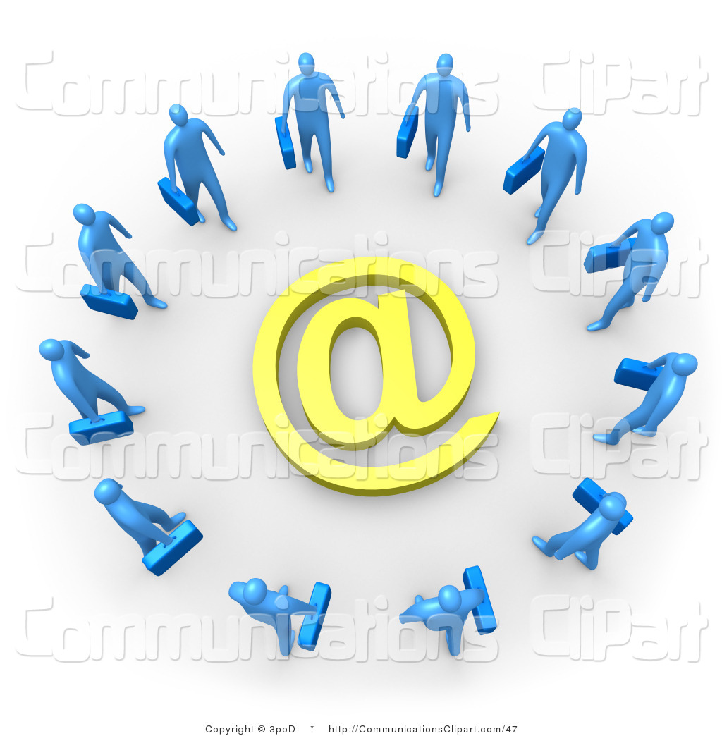 Communication Clipart Of A Group Of Blue Businesspeople Surrounding A