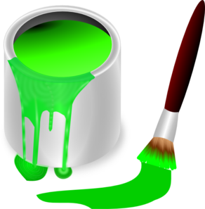 Green Paint Brush And Can Clip Art At Clker Com   Vector Clip Art