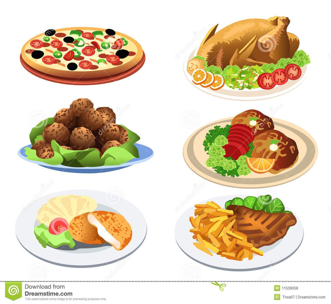 Illustration Of Several Food Dishes You Can Serve At A Restaurant