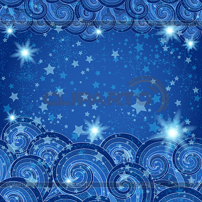 Oscuro Marco Azul Con El Cielo Y Las Olas Estrelladas Transl Cidos