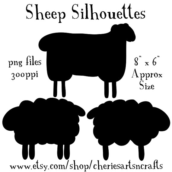 Sheep Silhouettes Prim Sheep Clipart By Cheriesartsncrafts On Etsy