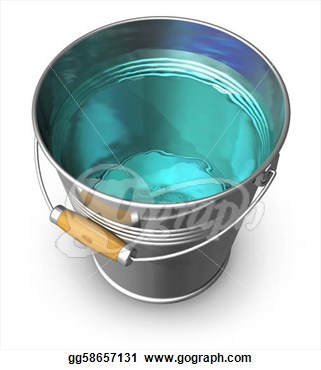 Stock Illustration   Metal Bucket Full Of Clear Water Isolated On