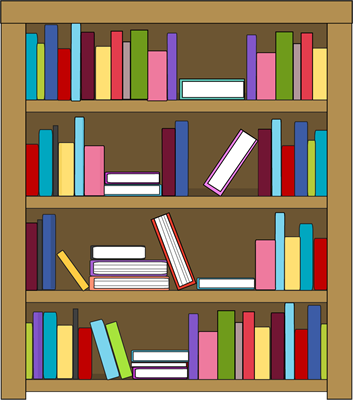Bookshelf Clip Art Image   Bookshelf With Many Books On The Shelves