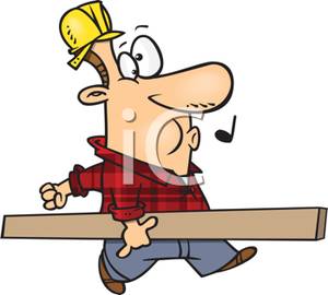 Carpenter Whistling While He Is Working   Royalty Free Clipart Picture