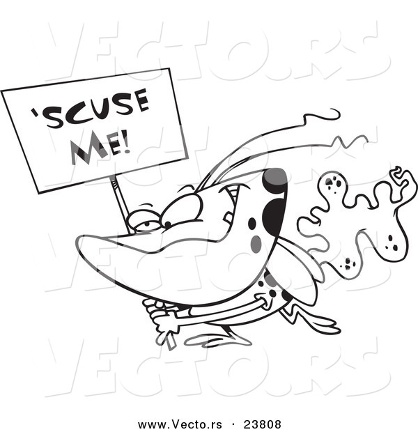 Cartoon Stink Bug Carrying A Scuse Me Sign   Coloring Page Outline