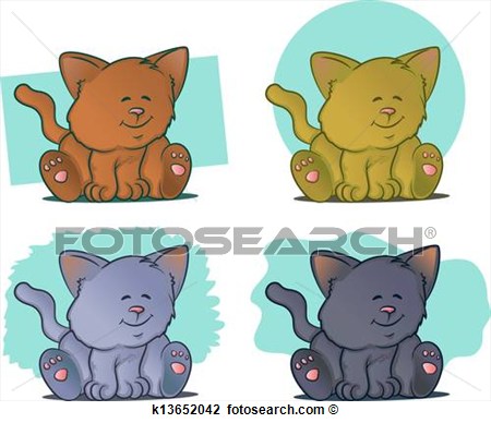 Clipart   Cute Cat Set  Fotosearch   Search Clip Art Illustration