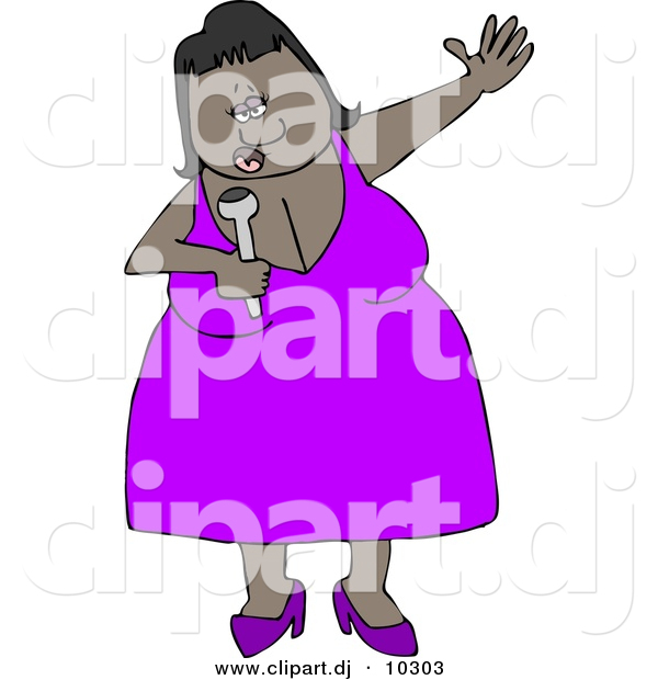 Clipart Of A Cartoon Black Diva Woman Singing Music By Djart    10303