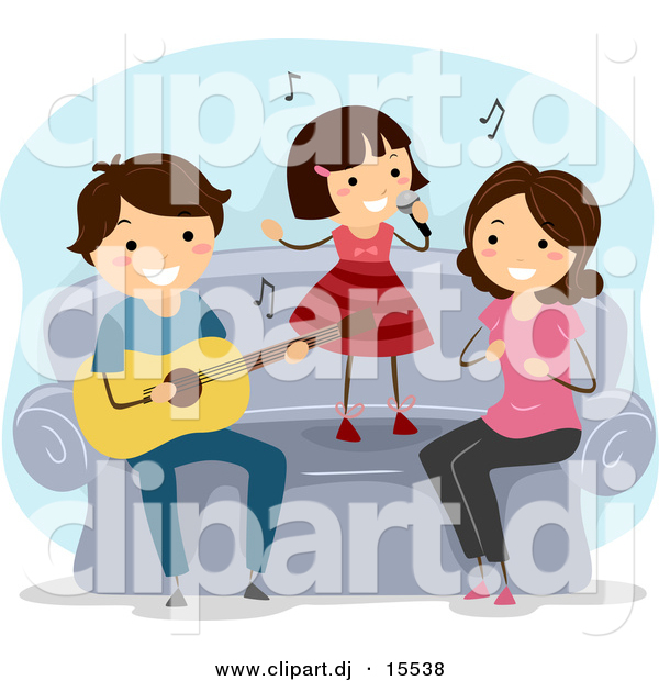 Clipart Of A Cartoon Happy Musical Family Playing Music Together