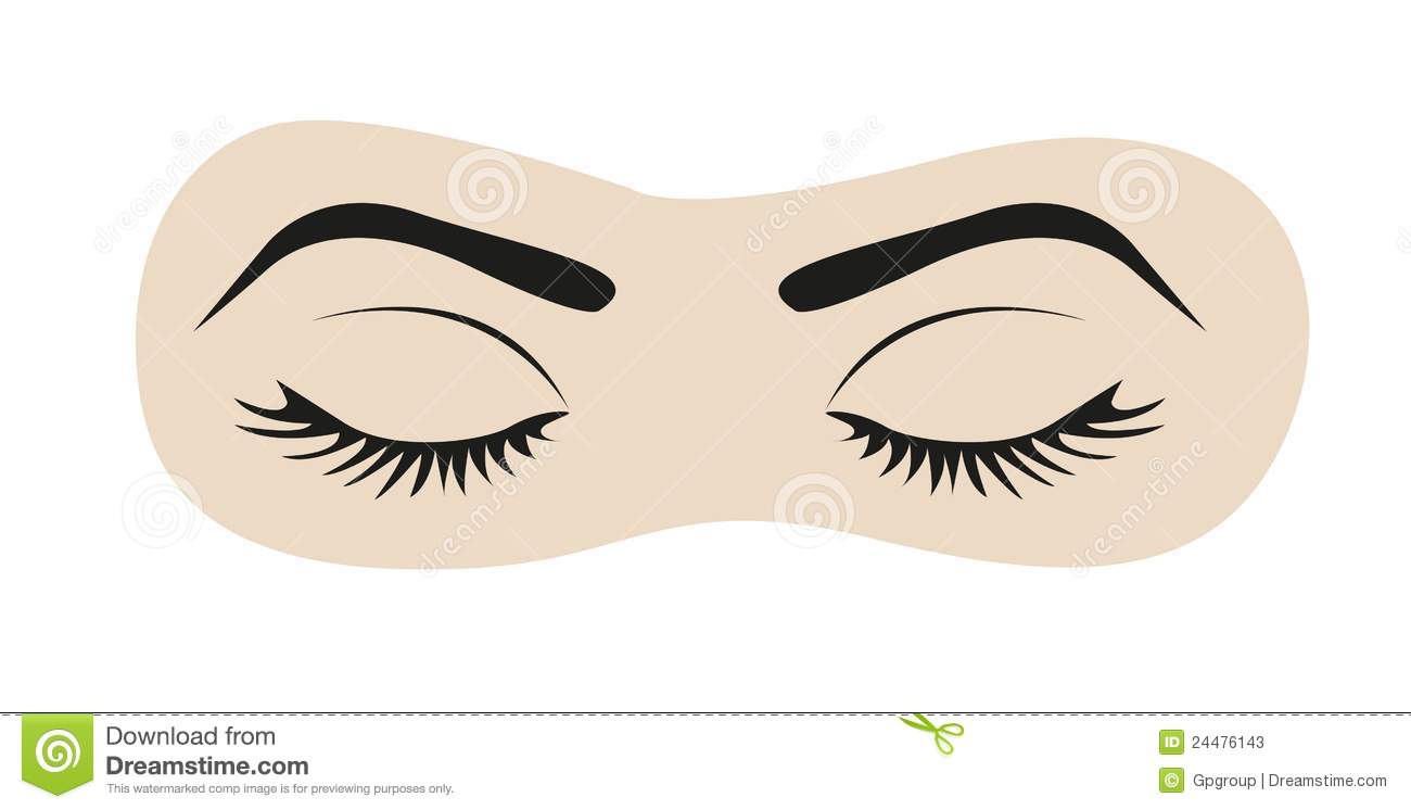 Closed Eyes With Eyelashes And Eyebrows Vector Illustration