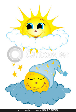 Day And Night Stock Vector Clipart Illustration Of Sun And Moon With