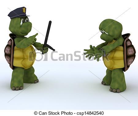 Drawing Of Tortoises As Cops And Robbers   3d Render Of Tortoises As    