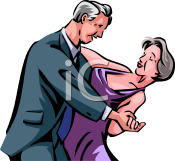 Elderly Man Dipping His Dancing Partner   Royalty Free Clipart Picture