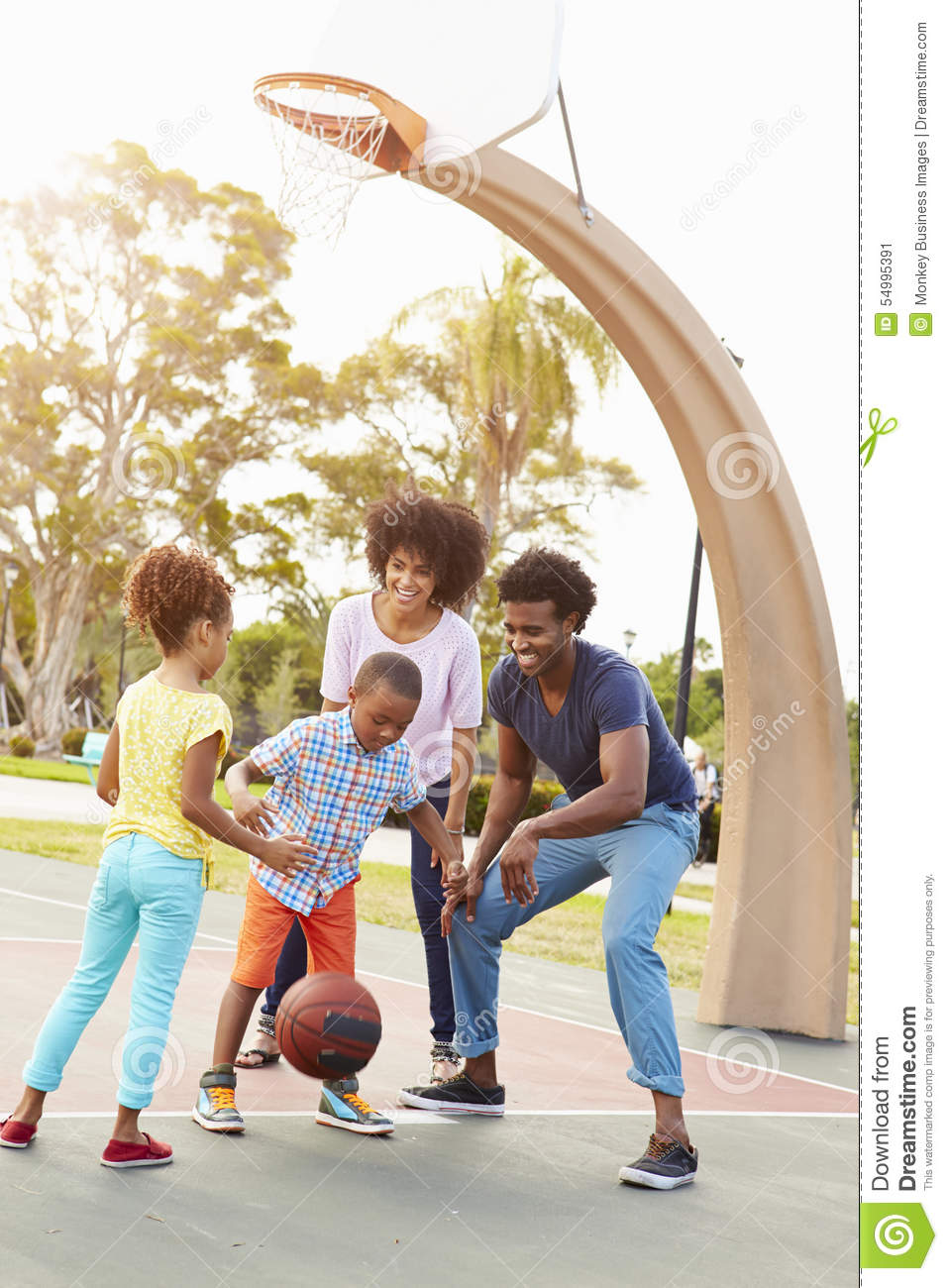 Family Playing Basketball Together Stock Photo   Image  54995391