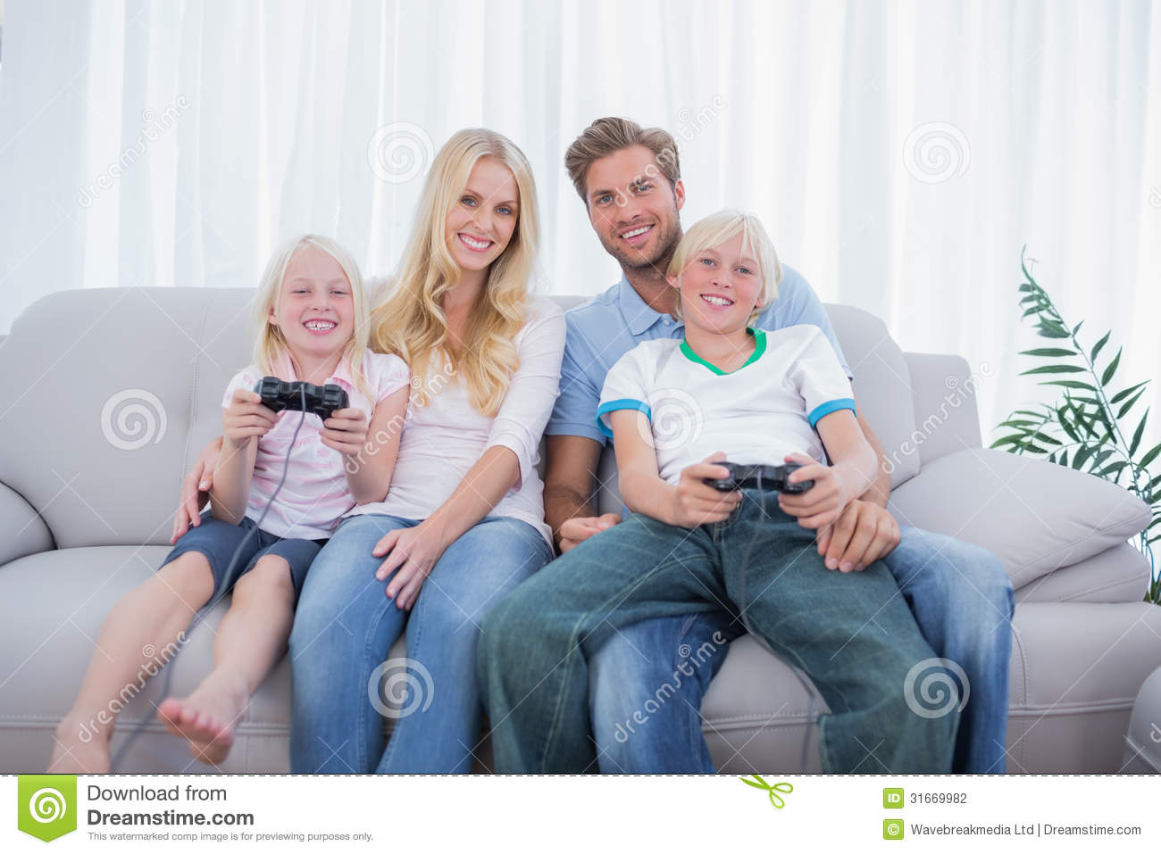 Family Playing Video Games Together Stock Photography   Image