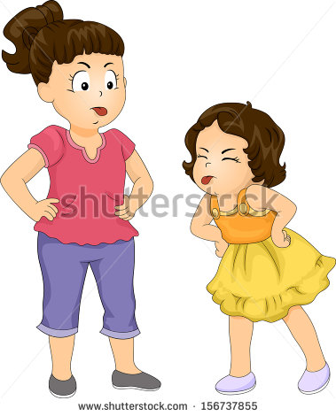 Illustration Of A Big Sister And Her Younger Sister Sticking Their