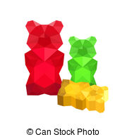 Of Colorful Origami Gummy Bears Isolated On White B Clipart