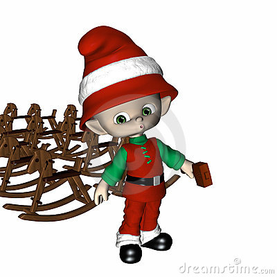 One Of Santa S Elves Whistling After Completing A Group Of Wooden    