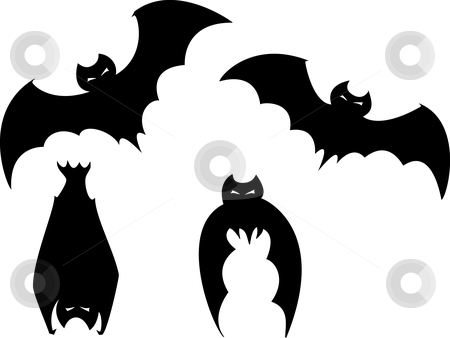 Set Of Halloween Bats Stock Vector Clipart Set Of Four Scary Bats For    
