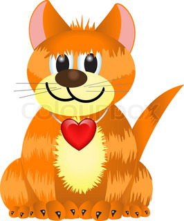 Valentine Kitten Plays With Heart Shape Vector