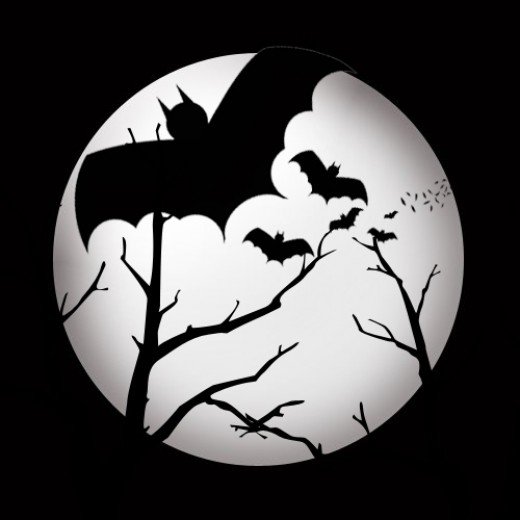 Vampire Bats Silhouette In Full Moon 