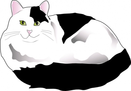 Vector   Animals   Missiridia Black And White Fluffy Cat Clip Art