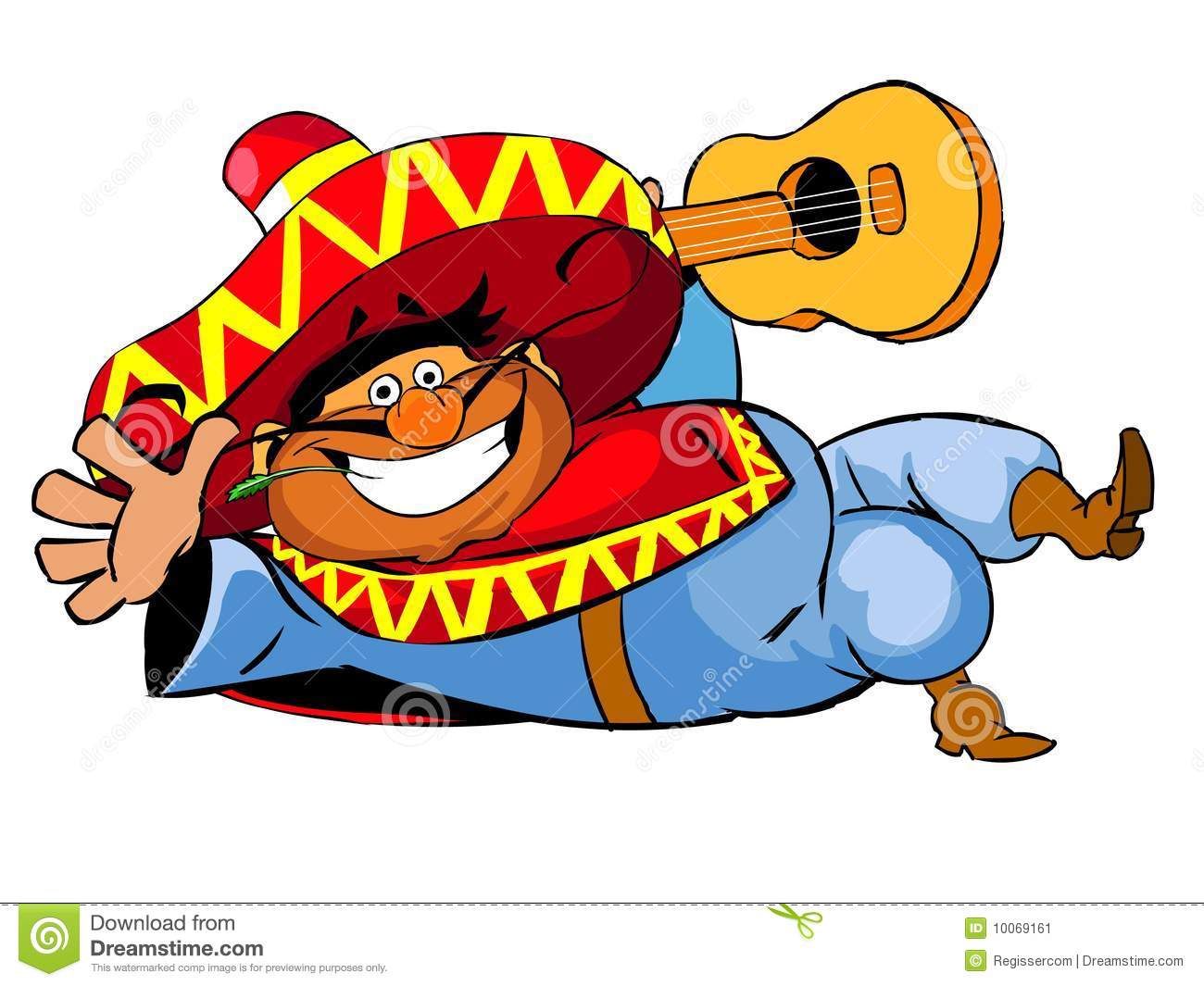 Abbildung  Gl Cklicher Mexikanischer Mann Im Sombrero Mit Einer    